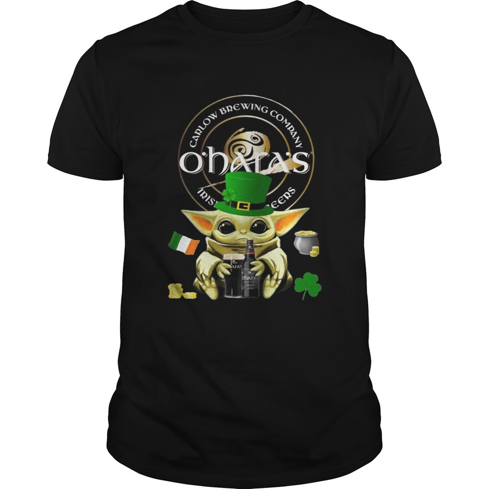 St Patricks Day Baby Yoda Hugging Oharas Irish Stout Beer Shirt